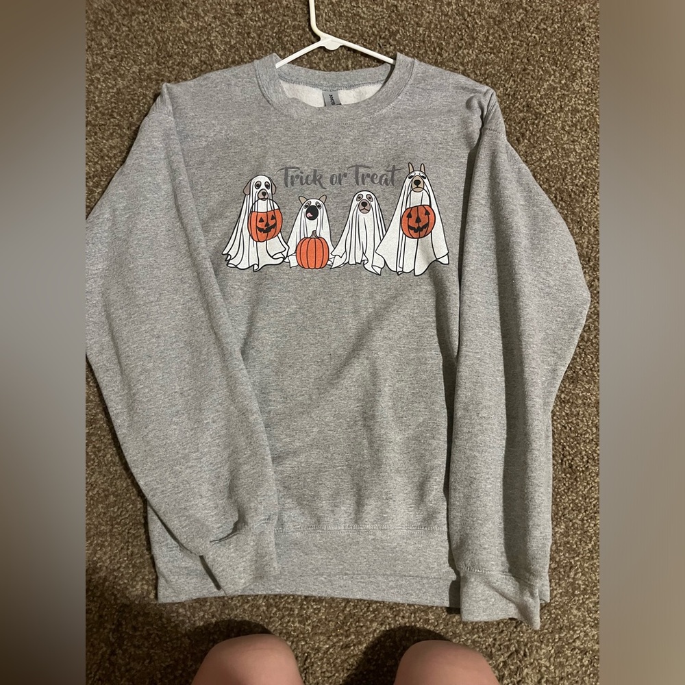 Gray Halloween Ghost Sweatshirt